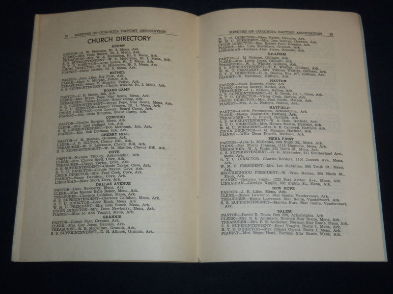 1949 QUACHITA BAPTIST ASSOCIATION MINUTES ARKANSAS 82ND ANNUAL SESSION - J 8623