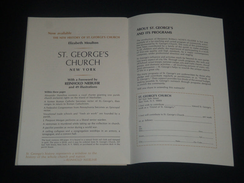 1965 NOYE'S FLUDDE PROGRAM & BULLETIN - ST. GEORGE'S CHURCH - J 4270