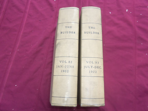 1902 JAN-DEC THE BUILDER U. K. MAGAZINE BOUND VOLUMES - 2 VOLS - FOLD OUTS - C 8
