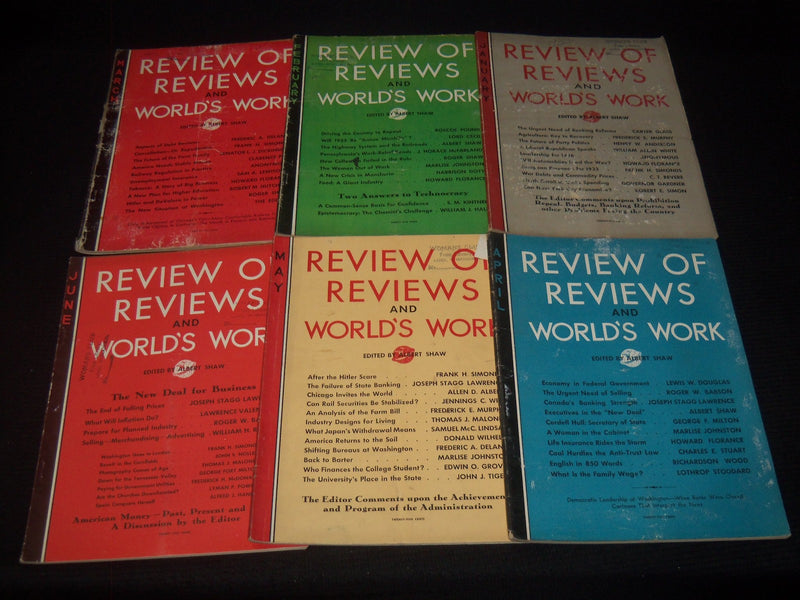 1933-1934 REVIEW OF REVIEWS AND WORLD'S WORK MAGAZINE LOT OF 23 ISSUES - O 3433