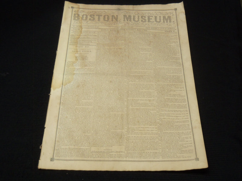 1851 MAY 3 THE BOSTON MUSEUM NEWSPAPER - AARON STEELE - SPANISH FLY - NP 9025