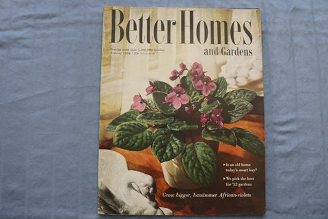 1952 JANUARY BETTER HOMES AND GARDENS MAGAZINE - AFRICAN-VIOLETS COVER - E 9674
