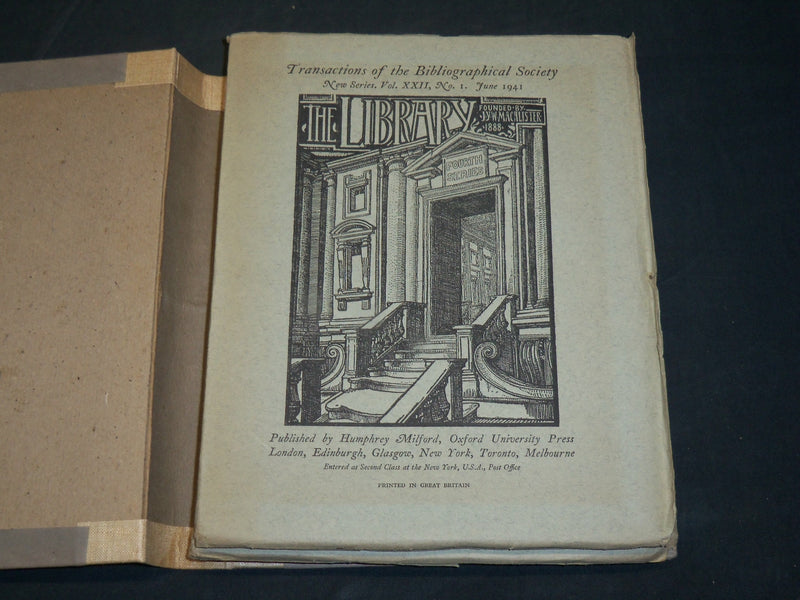 1936-1942 TRANSACTIONS OF BIBLIOGRAPICAL SOCIETY LOT OF 3 - 11 ISSUES - KD 4598