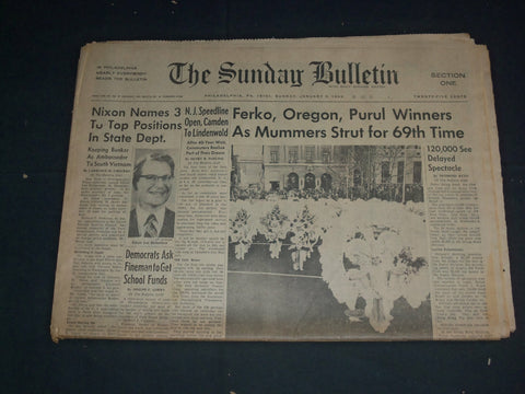 1969 JAN 5 THE SUNDAY BULLETIN NEWSPAPER-NIXON NAMES 3 TO TOP POSITIONS- NP 3388