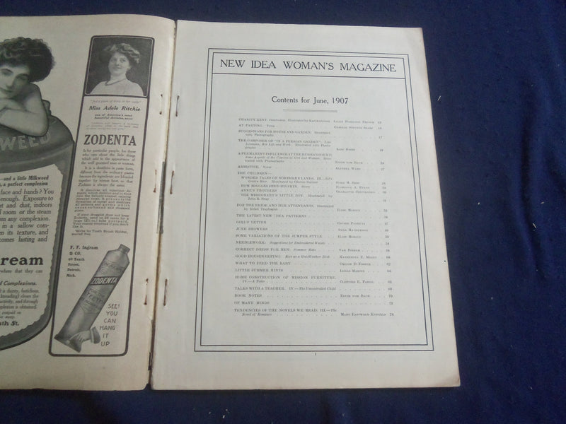 1907 JUNE NEW IDEA MAGAZINE - WOMAN'S MAGAZINE - VOL. XV, NO. 6 - SP 6749L