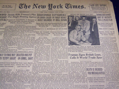 1946 JULY 16 NEW YORK TIMES - TRUMAN SIGNS BRITISH LOAN - NT 3472