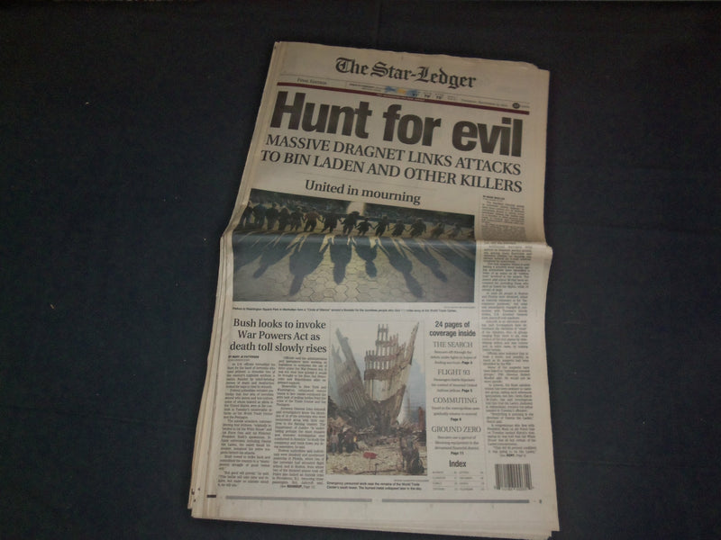 2001 SEPTEMBER 13 THE STAR-LEDGER NEWSPAPER - HUNT FOR EVIL - NP 3472