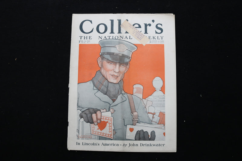 1920 FEBRUARY 14 COLLIER'S MAGAZINE - MAILMAN ON VALENTINE'S DAY COVER - E 10971