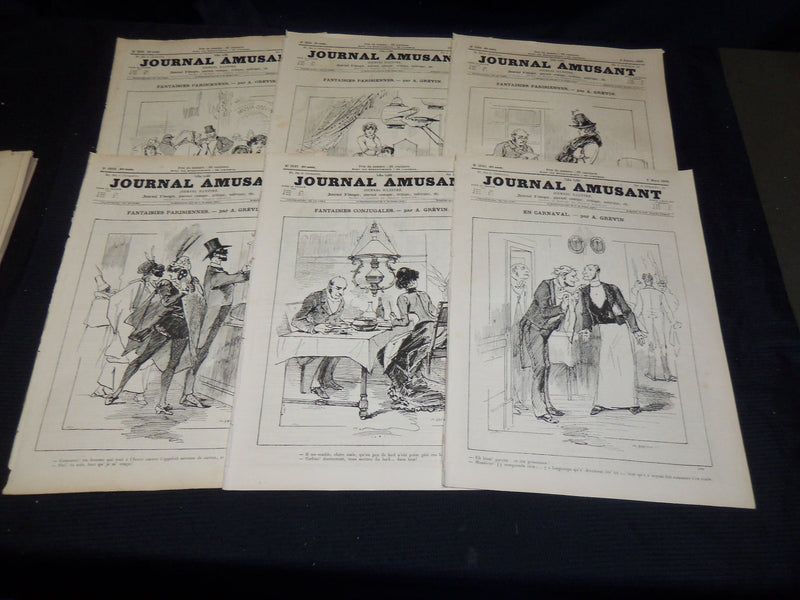 1886 JOURNAL AMUSANT ILLUSTRE FRENCH MAGAZINE LOT OF 34 - FASHION ILLUS- O 3197L