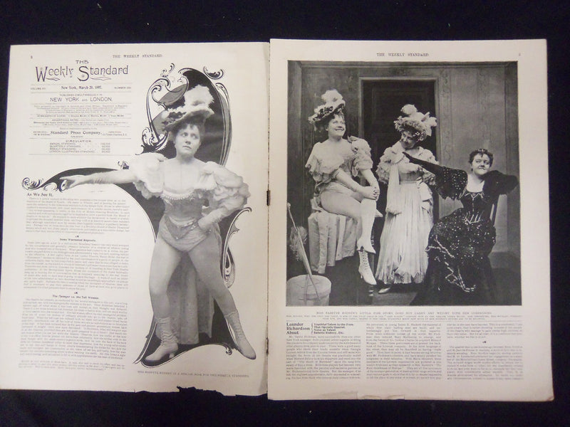 1897 MARCH 20 THE STANDARD MAGAZINE - CHORUS GIRLS CAME FROM ROAD TOUR - ST 3218