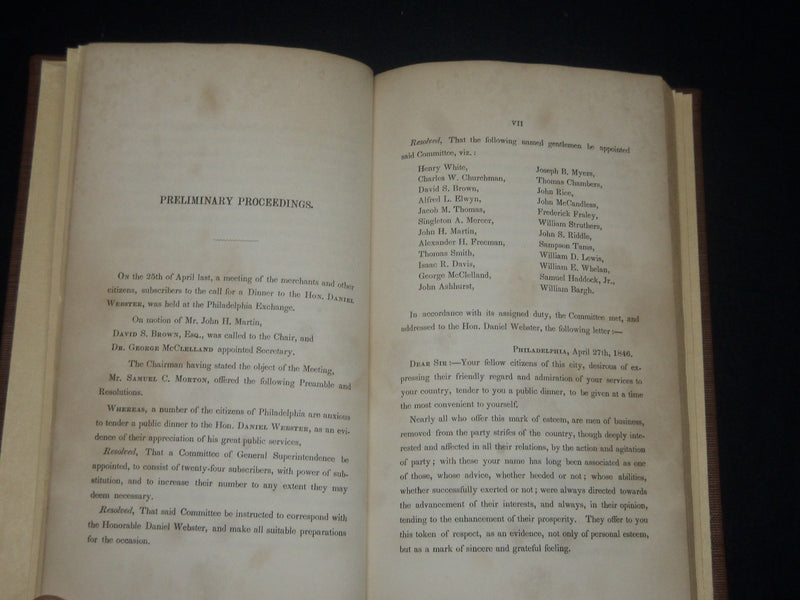 1847 DINNER TO THE HON. DANIEL WEBSTER OF MASSACHUSETTS BOOK - KD 5861