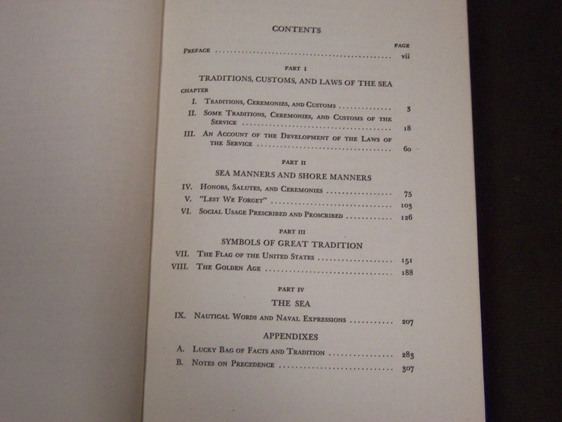 1939 NAVAL CUSTOMS TRADITIONS AND USAGE BY LELAND LOVETTE BOOK - KD 3486S