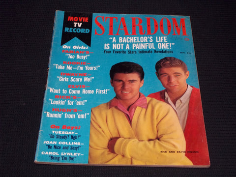 1960 JANUARY STARDOM MAGAZINE - RICK & DAVID NELSON COVER - E 13276