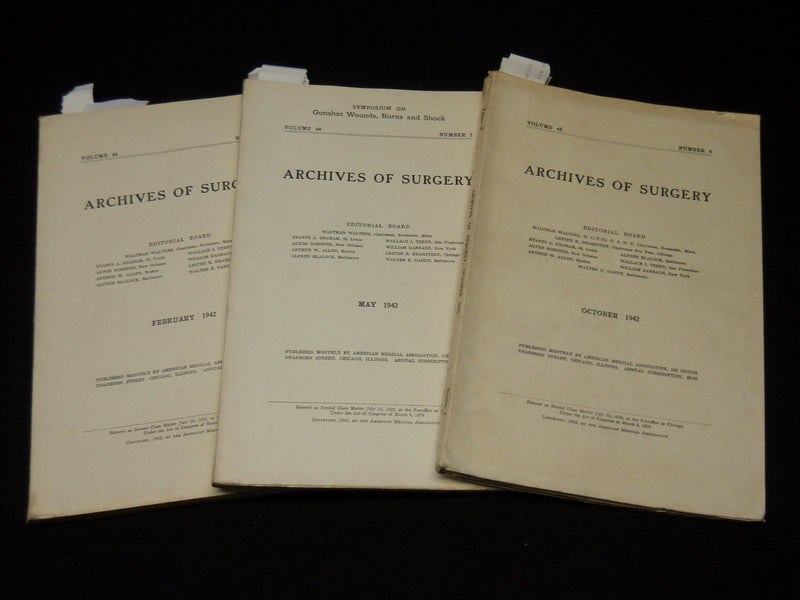 1942 ARCHIVES OF SURGERY BULLETINS LOT OF 3 - AMERICAN MEDICAL ASSOC. - O 2922F