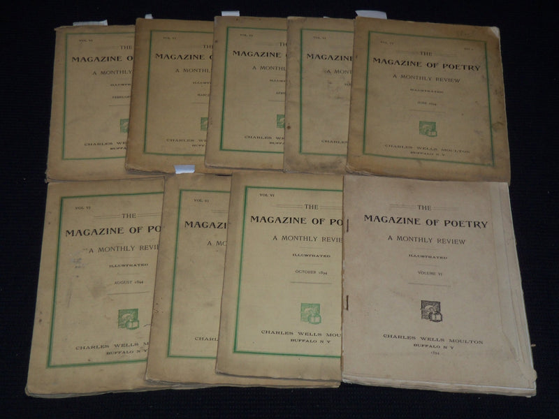 1894 THE MAGAZINE OF POETRY LOT OF 9 ISSUES - CHARLES WELLS MOULTON - O 2698E