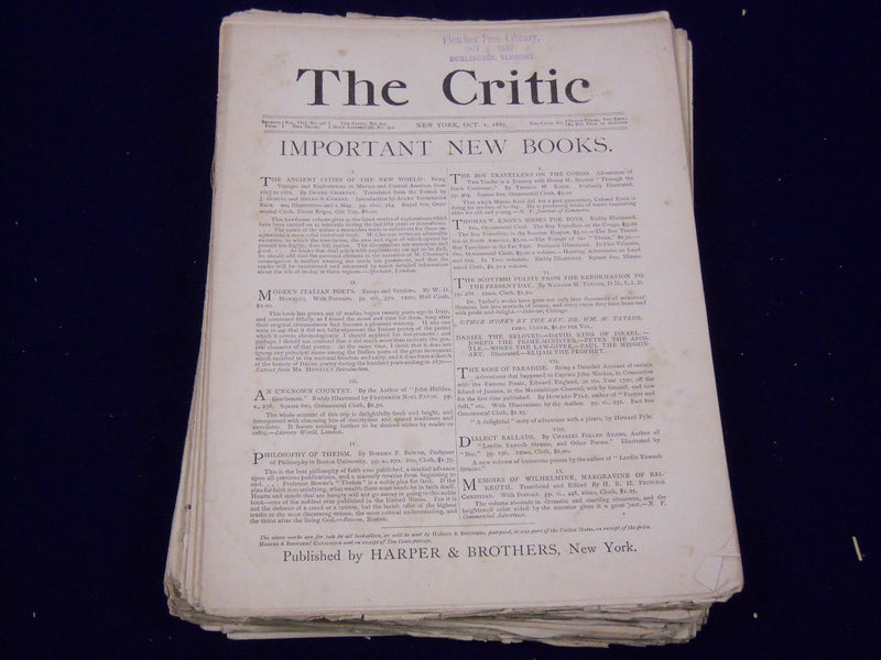 1887 THE CRITIC MAGAZINE LOT OF 52 DIFFERENT ISSUES BOOK & ART REVIEW - WR 710