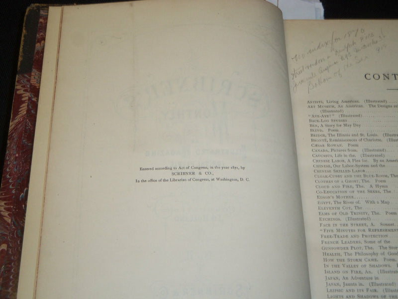 1870-1871 SCRIBNER'S MONTHLY MAGAZINE BOUND VOLUME NO. 1 - NICE ILLUS - JC 33