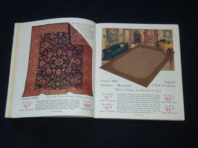1930'S OLSON RUGS DUO VELVETY RUGS CATALOG - NICE ILLUSTRATIONS - J 7552