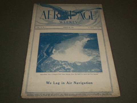 1921 MARCH 28 AERIAL AGE MAGAZINE - WE LAG IN AIR NAVIGATION - SP 8412