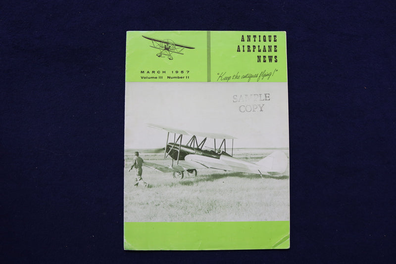 1957 MARCH ANTIQUE AIRPLANE NEWS MAGAZINE - EAGLEROCK COVER - E 11392