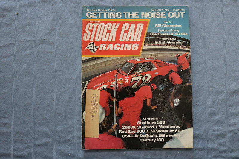 1974 JANUARY STOCK CAR RACING MAGAZINE - GETTING THE NOISE OUT - ST 1003R