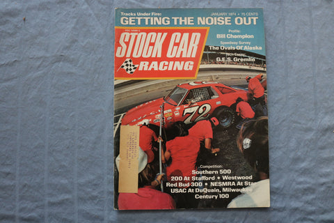 1974 JANUARY STOCK CAR RACING MAGAZINE - GETTING THE NOISE OUT - ST 1003R