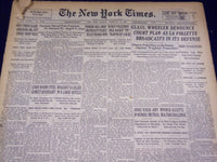 1937 FEBRUARY 14 NEW YORK TIMES - GLASS, WHEELER DENOUNCE COURT PLAN - NT 3104