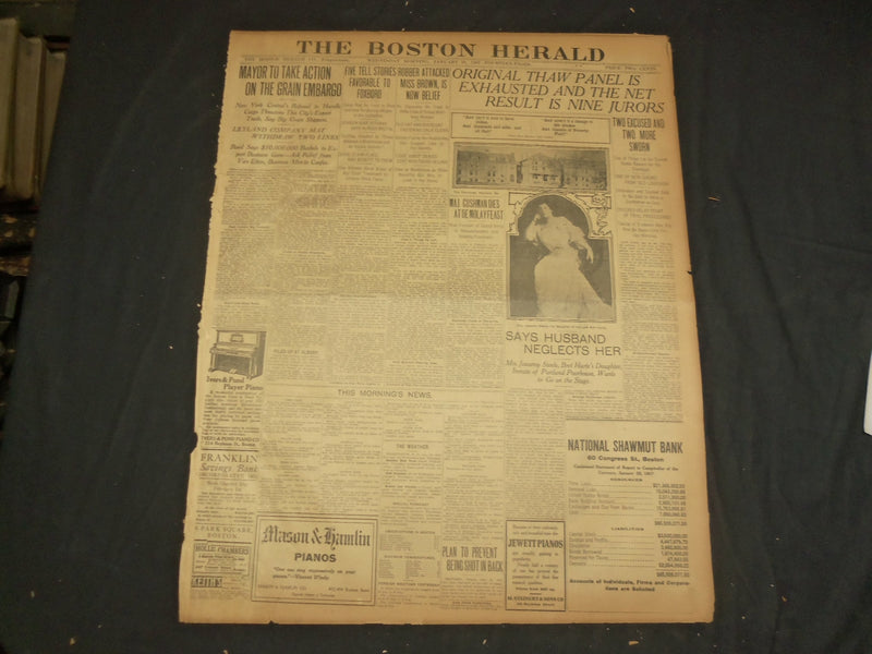 1907 JANUARY 30 THE BOSTON HERALD - ORIGINAL THAW PANEL IS EXHAUSTED - BH 26