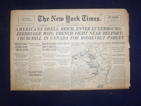 1944 SEP 11 NEW YORK TIMES - AMERICANS SHELL REICH, ENTER LUXEMBOURG - NP 6619
