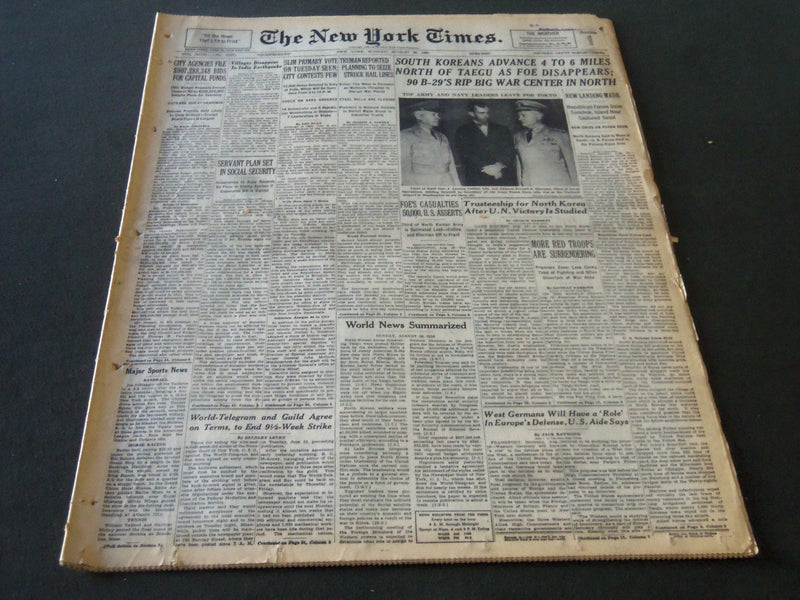 1950 AUGUST 20 NEW YORK TIMES - SOUTH KOREANS ADVANCE NORTH OF TAEGU - NT 5994