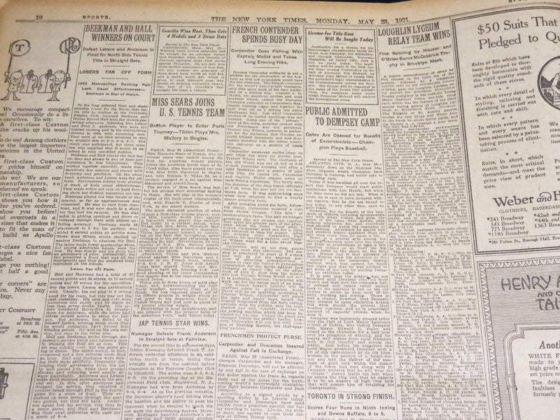 1921 MAY 23 NEW YORK TIMES - HARDING TO HONOR SOLDIER DEAD TODAY - NT 8599