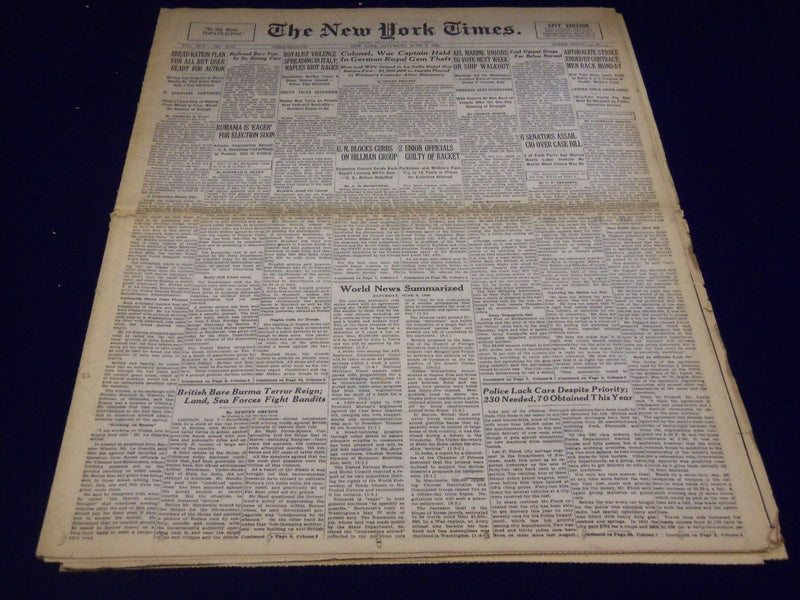 1946 JUNE 8 NEW YORK TIMES - ANTHRACITE STRIKE ENDED MEN BACK TODAY - NT 2618