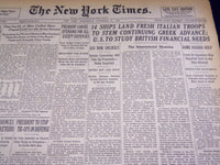 1940 NOVEMBER 27 NEW YORK TIMES - FRESH ITALIAN TROOPS TO STEM GREEKS - NT 2497