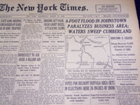 1936 MARCH 18 NEW YORK TIMES - 8 FOOT FLOOD IN JOHNSTOWN PARALYZES AREA- NT 1850