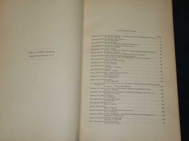 1889 ASSOCIATION OF ENGINEERING SOCIETIES JOURNAL BOUND VOLUME NO. 8 - KD 5931