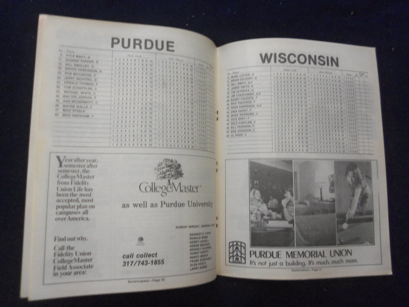 1976 JAN 10 COLLEGE BASKETBALL PROGRAM -PURDUE UNIV VS. UNIV WISCONSIN- SP 1533O