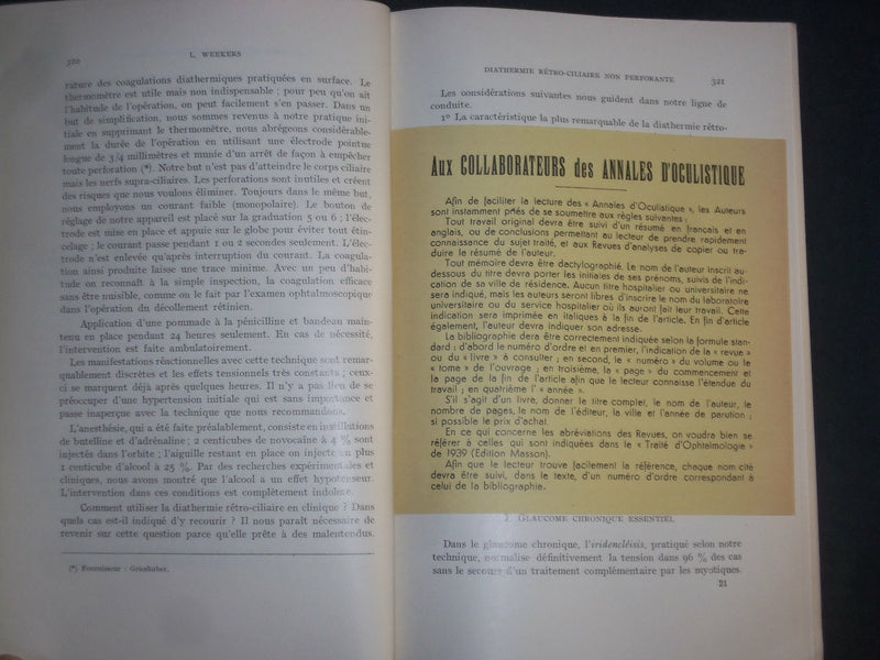 1951-1957 ANNALES D'OCULISTIQUE-LOT OF 63- NICE ARTICLES & PHOTOS-FRENCH-WR 790C