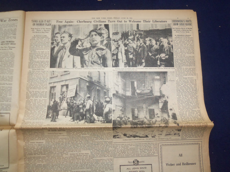 1944 JUNE 30 NEW YORK TIMES -GERMANS LASH OUT AT PINCERS GRIPPING CAEN - NP 6581