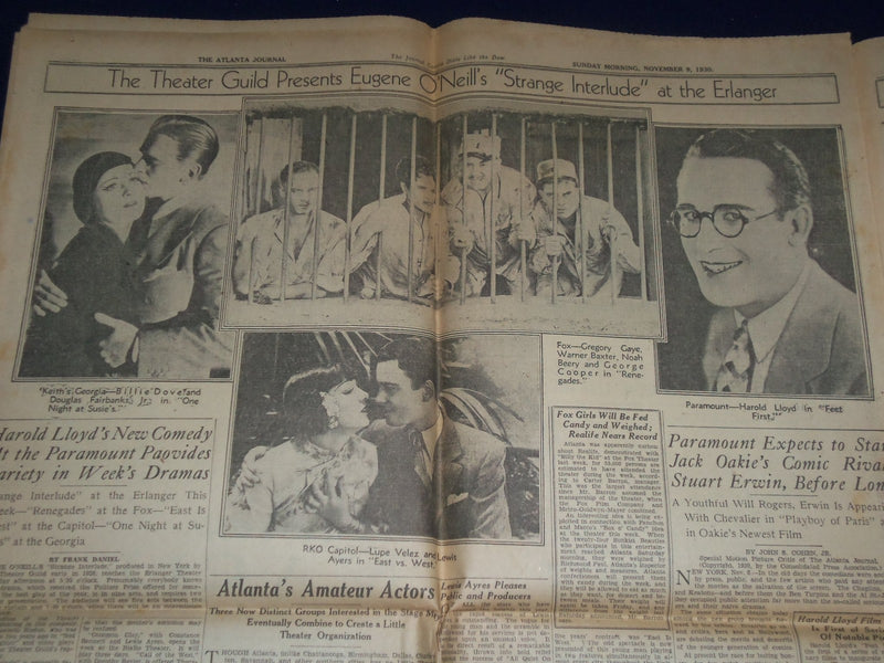 1930 NOVEMBER 9 ATLANTA JOURNAL NEWSPAPER - GEORGIA WINS BY KICK 7-6 - NP 972E