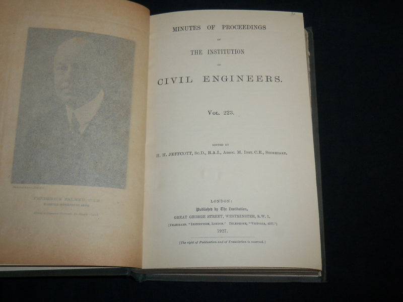 1927 INSTITUTE OF CIVIL ENGINEERS PROCEEDINGS MINUTES VOLUME - KD 6979