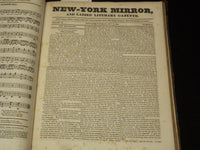1828-1829 NEW YORK MIRROR AND LADIES GAZETTE BOUND VOLUME - SHELLEY - R 89P