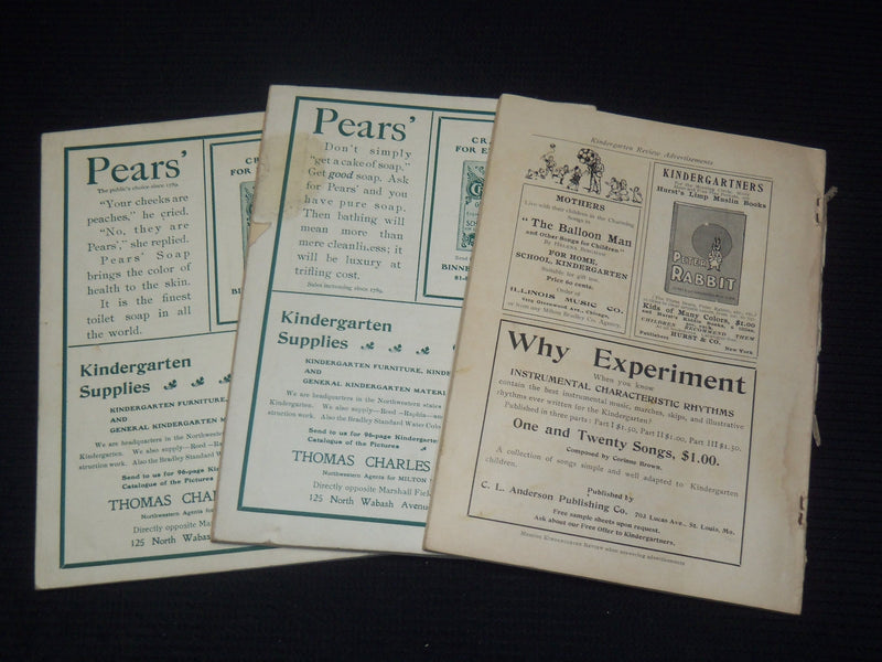 1911-1912 KINDERGARTEN REVIEW MAGAZINES LOT OF 3 - SPRINGFIELD MASS. - K 2166