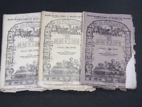 1865 PETERSON'S LADIES NATIONAL MAGAZINE LOT OF 3 - GREAT PATTERNS - WR 591H