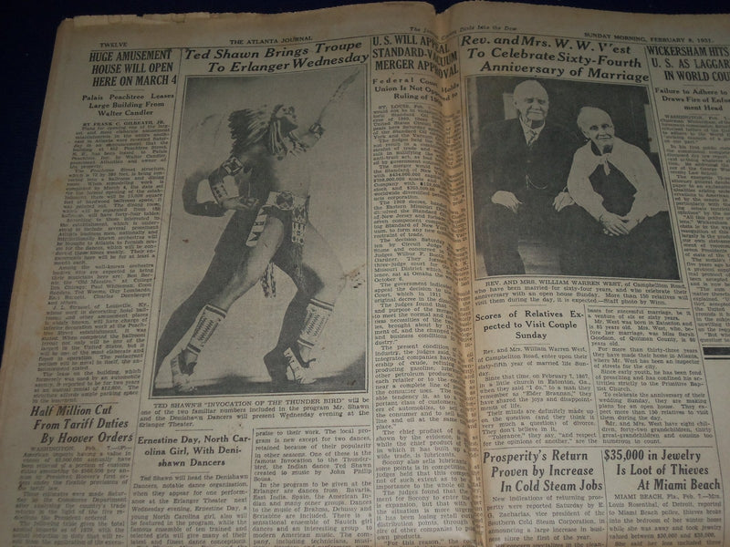 1931 FEBRUARY 31 THE ATLANTA JOURNAL SPORTS SECTION - VANDY CHECKS TECH- NP 972V