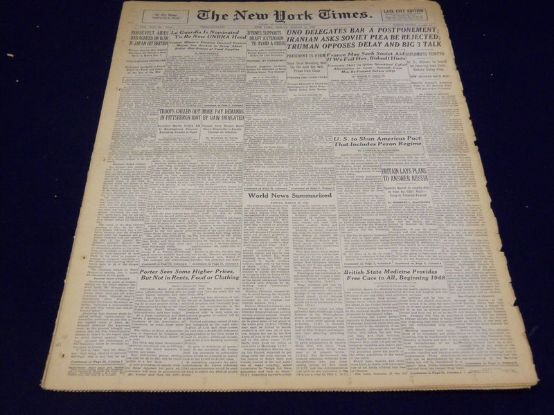 1946 MARCH 22 NEW YORK TIMES - TRUMAN OPPOSES DELAY AND BIG 3 TALK - NT 2255