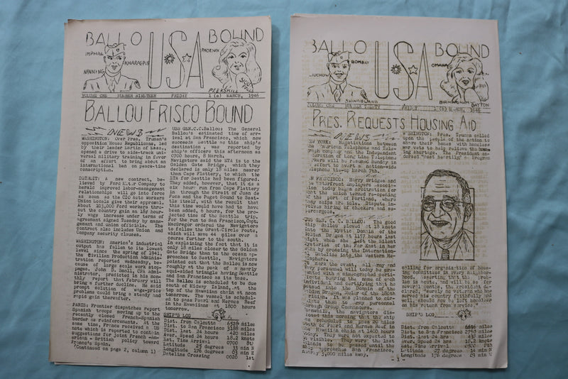 1946 BALLOU BOUND- TRANSPORT SHIP NEWSPAPER - LOT OF 26 - K 2519