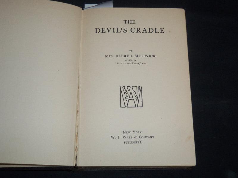 1918 THE DEVIL'S CRADLE BOOK BY MRS. ALFRED SIDGWICK - KD 5294A