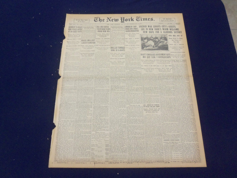 1917 MAY 10 NEW YORK TIMES - FRENCH WAR ENVOYS CITY'S GUEST - NT 9139