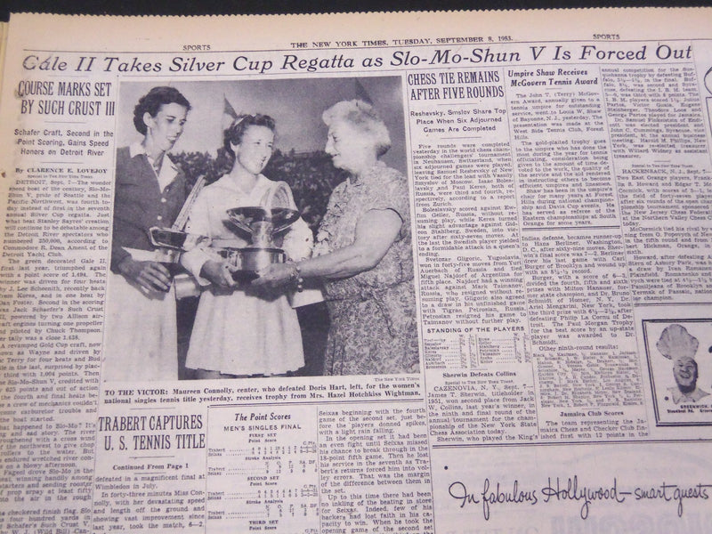 1953 SEPTEMBER 8 NEW YORK TIMES - TRABERT TAKES U. S. TENNIS TITLE - NT 4479