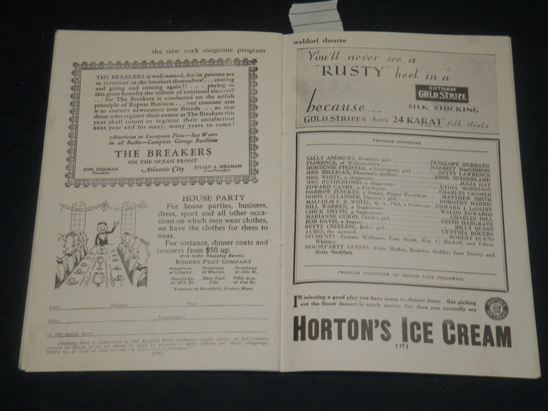 1929 HOUSEPARTY - WALDORF THEATRE PROGRAM - NEW YORK - J 5693